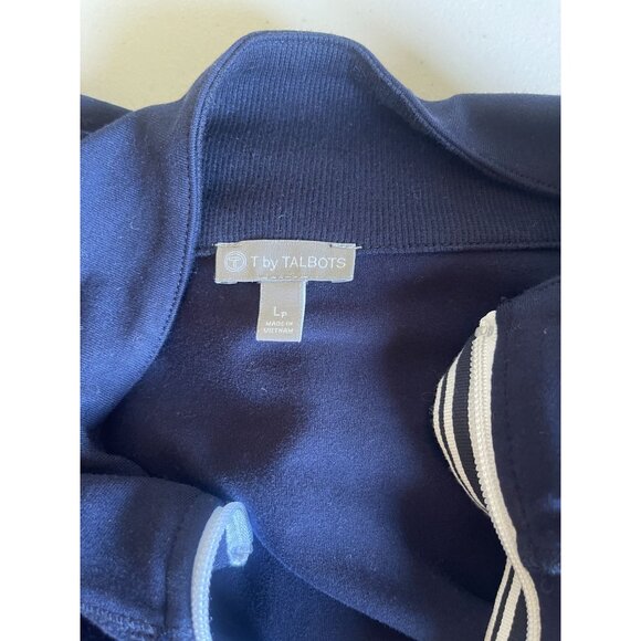 T by Talbots Navy Blue Performance Stretch Knit Full Zip Sweatshirt Jacket Size - Picture 5 of 10